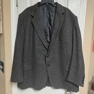 VTG Austin Leed Mens 52R Dark Gray With Navy Wool Blazer Jacket Sport‎ Coat